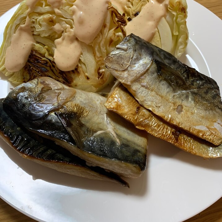 *塩鯖とキャベツの明太子ソースがけ*